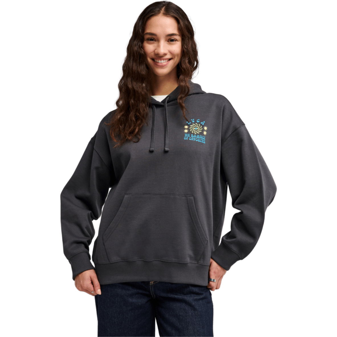 2026 RVCA Womens Iris Hoodie EVJSF00118 - Washed Black